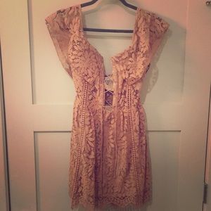 Blush pink lace dress